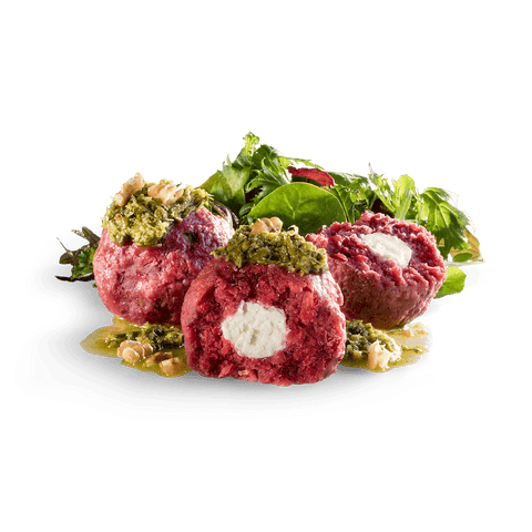 4 Rote-Beete-Knödel mit Ziegenkäsekern